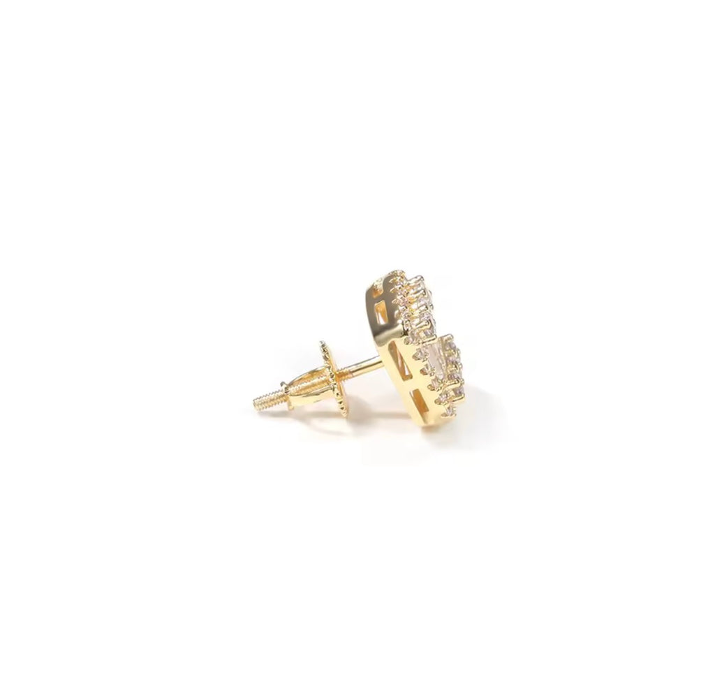 Baguette Halo Diamond Earrings