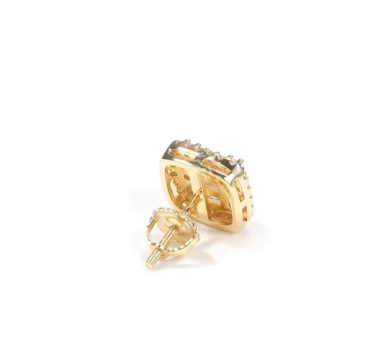 Baguette Halo Diamond Earrings