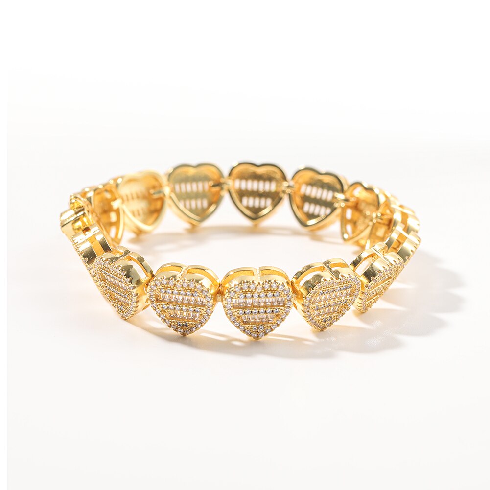 Heart Baguette Cuban Bracelet
