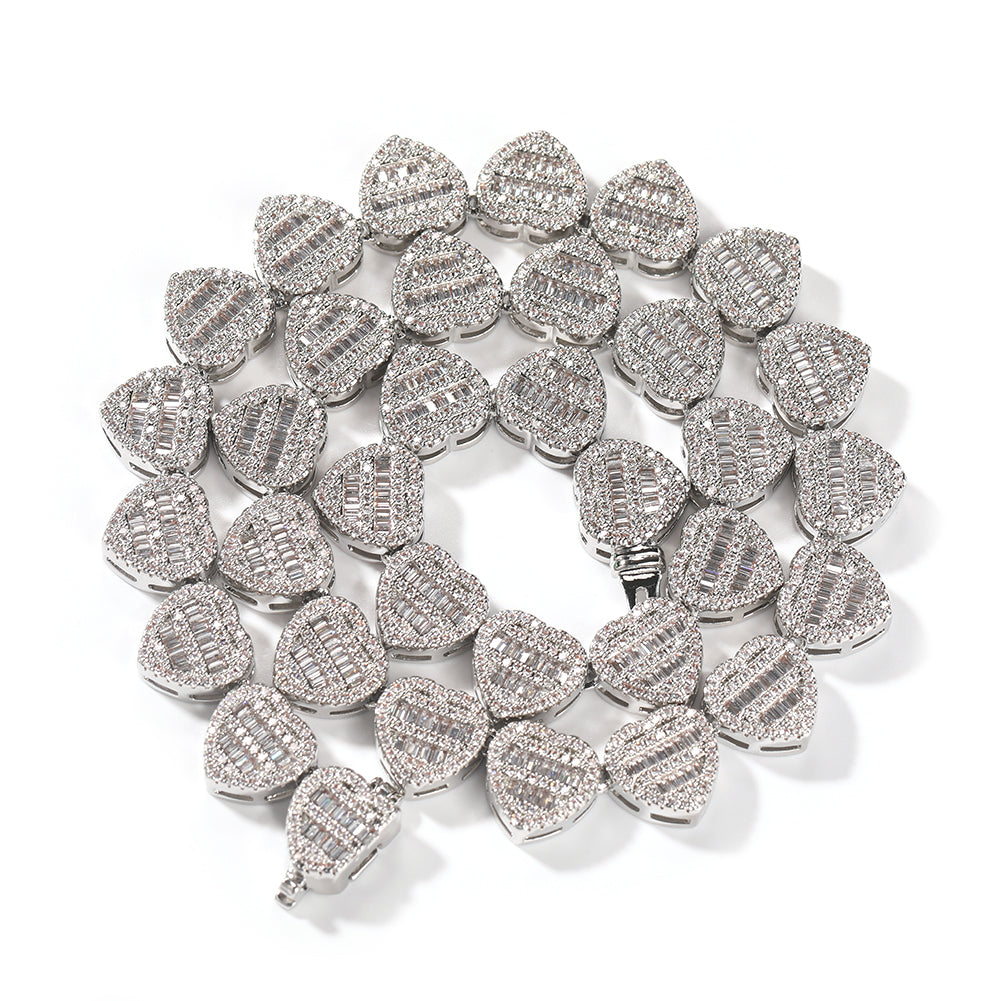 Heart Baguette Cuban Necklace