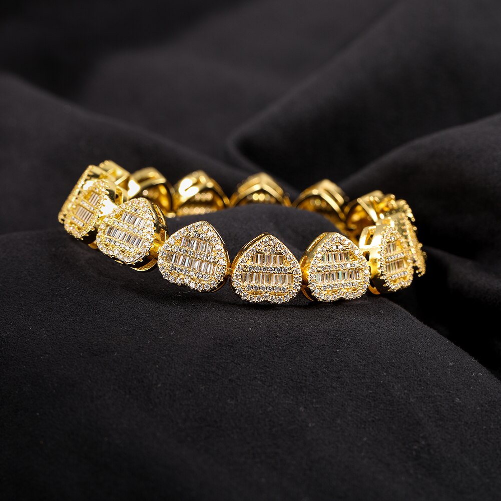 Heart Baguette Cuban Bracelet