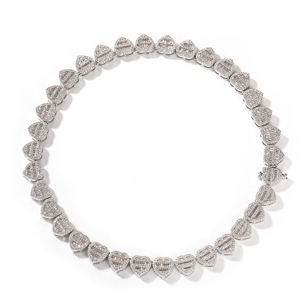 Heart Baguette Cuban Necklace