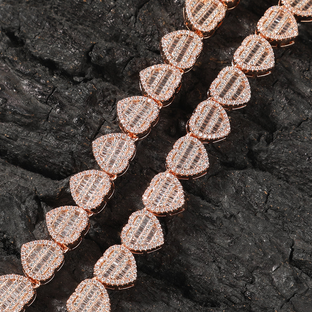 Heart Baguette Cuban Bracelet