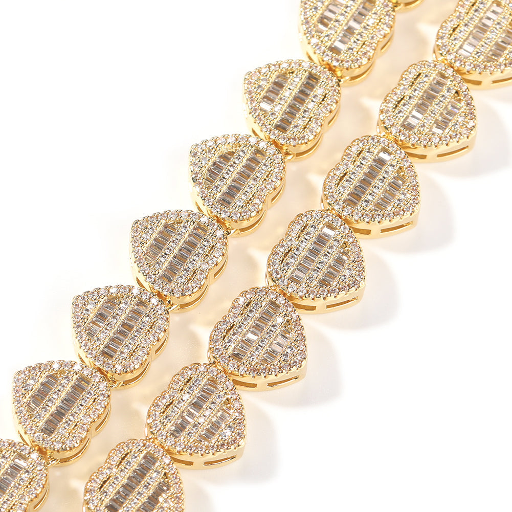 Heart Baguette Cuban Bracelet