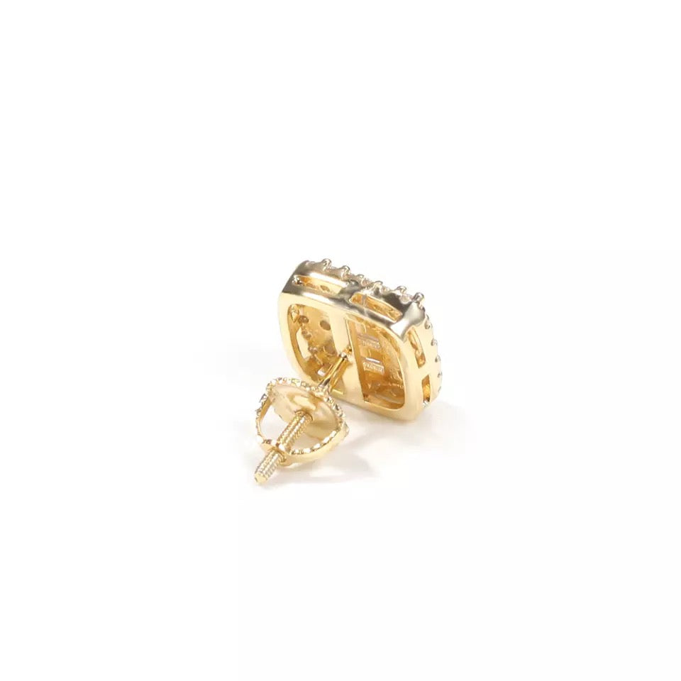 Baguette Halo Diamond Earrings