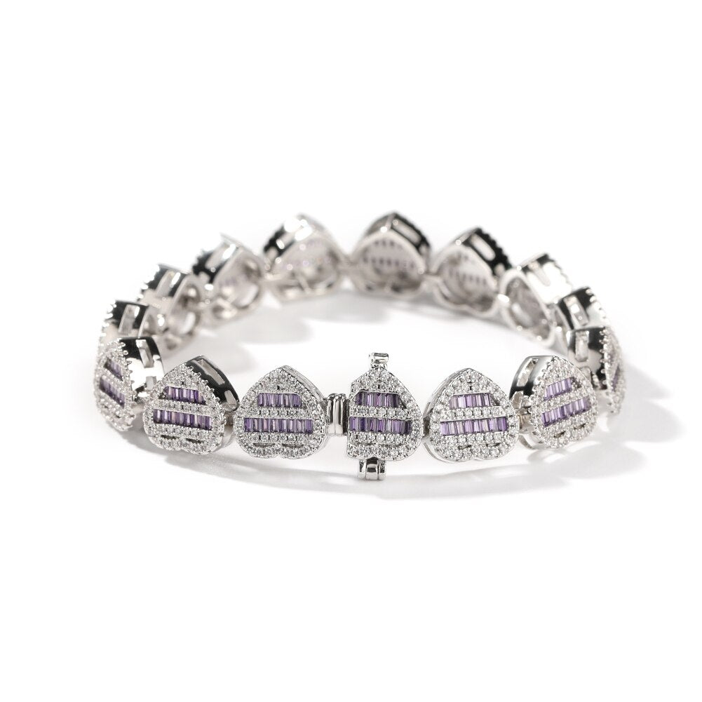 Heart Baguette Cuban Bracelet