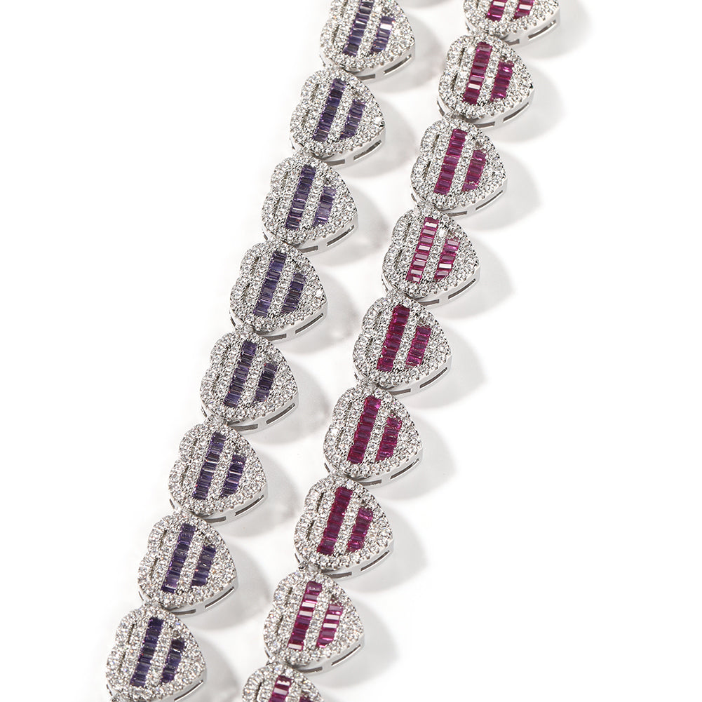 Heart Baguette Cuban Necklace