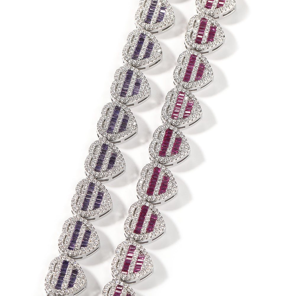 Heart Baguette Cuban Bracelet