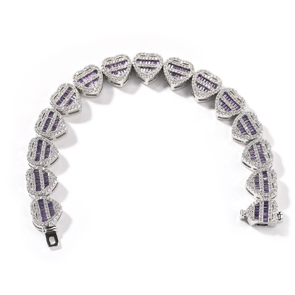 Heart Baguette Cuban Bracelet
