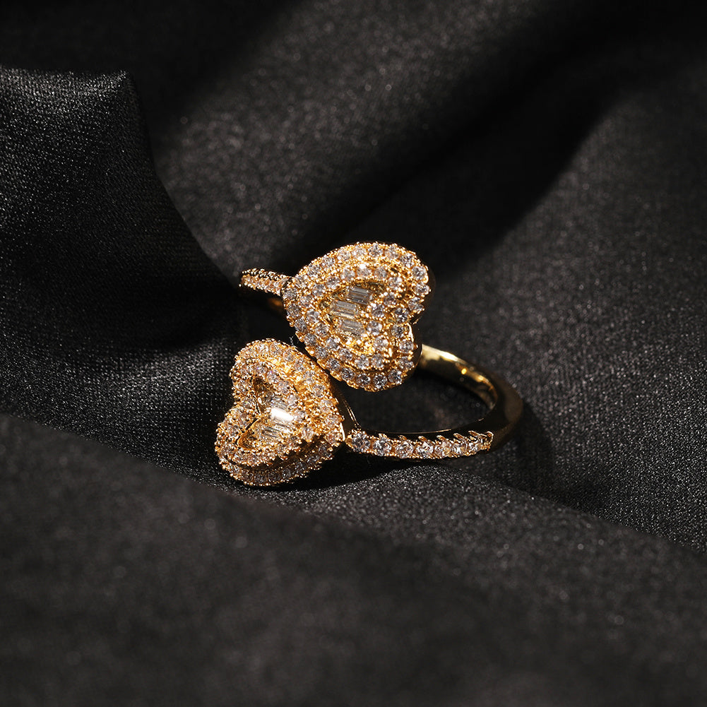 Dainty Cuff Heart Ring -Adjustable