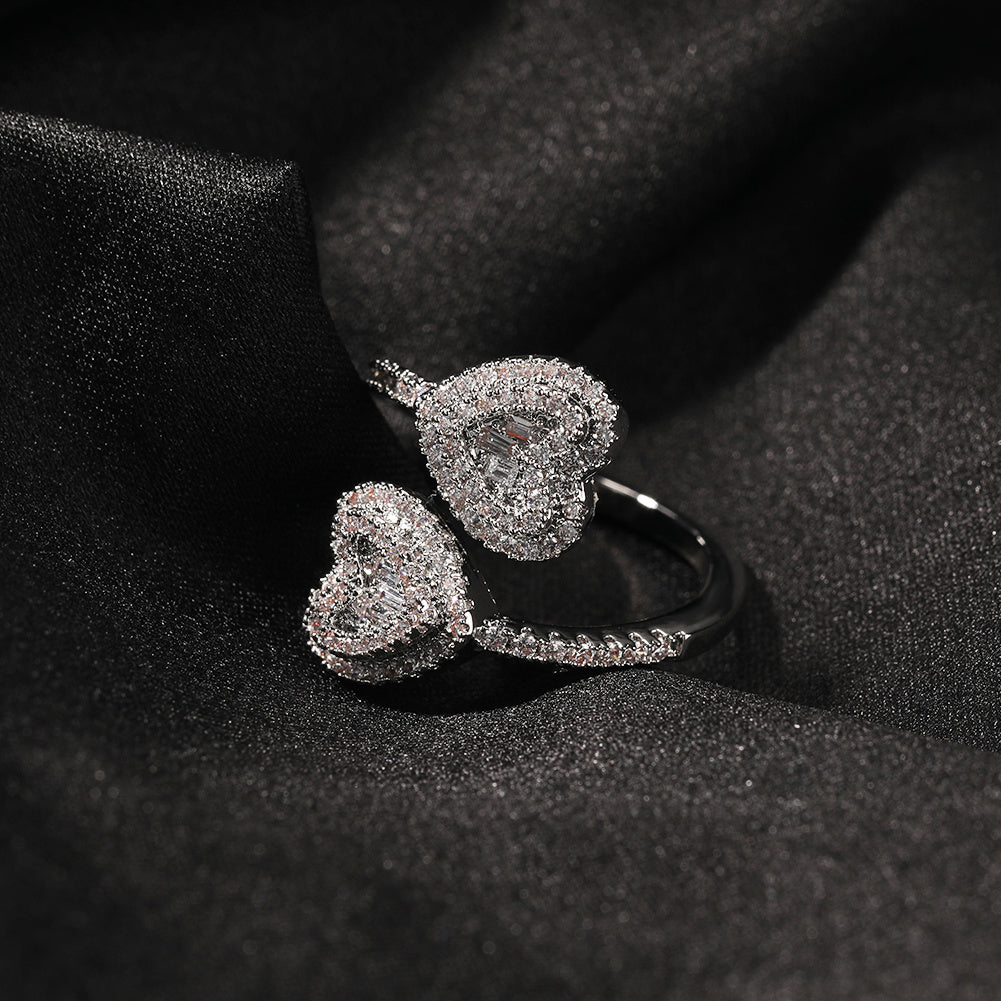 Dainty Cuff Heart Ring -Adjustable