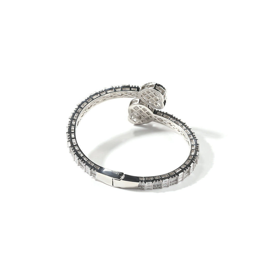 Heart Baguette Bangle -Adjustable