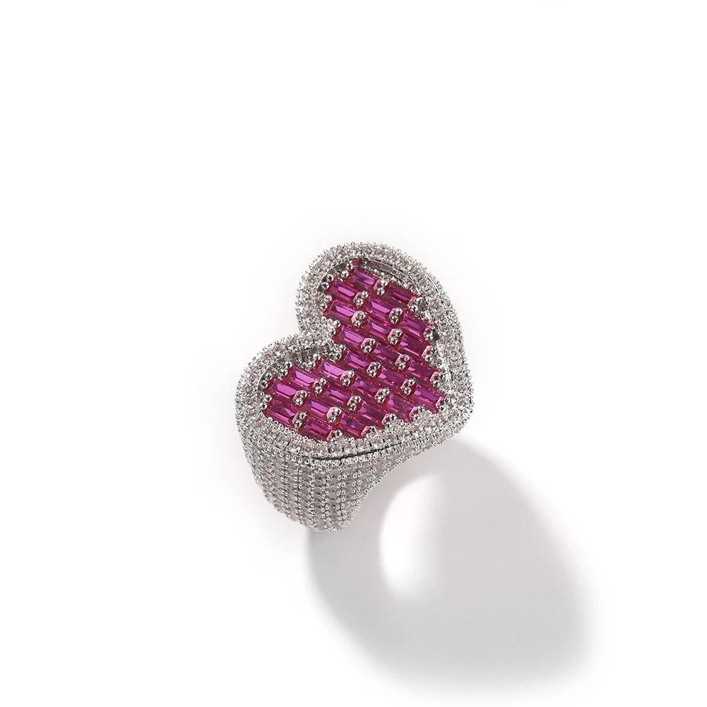 Baguette Bubble Heart Ring