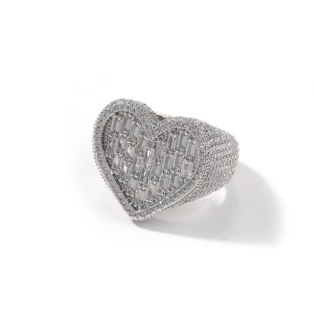 Baguette Bubble Heart Ring