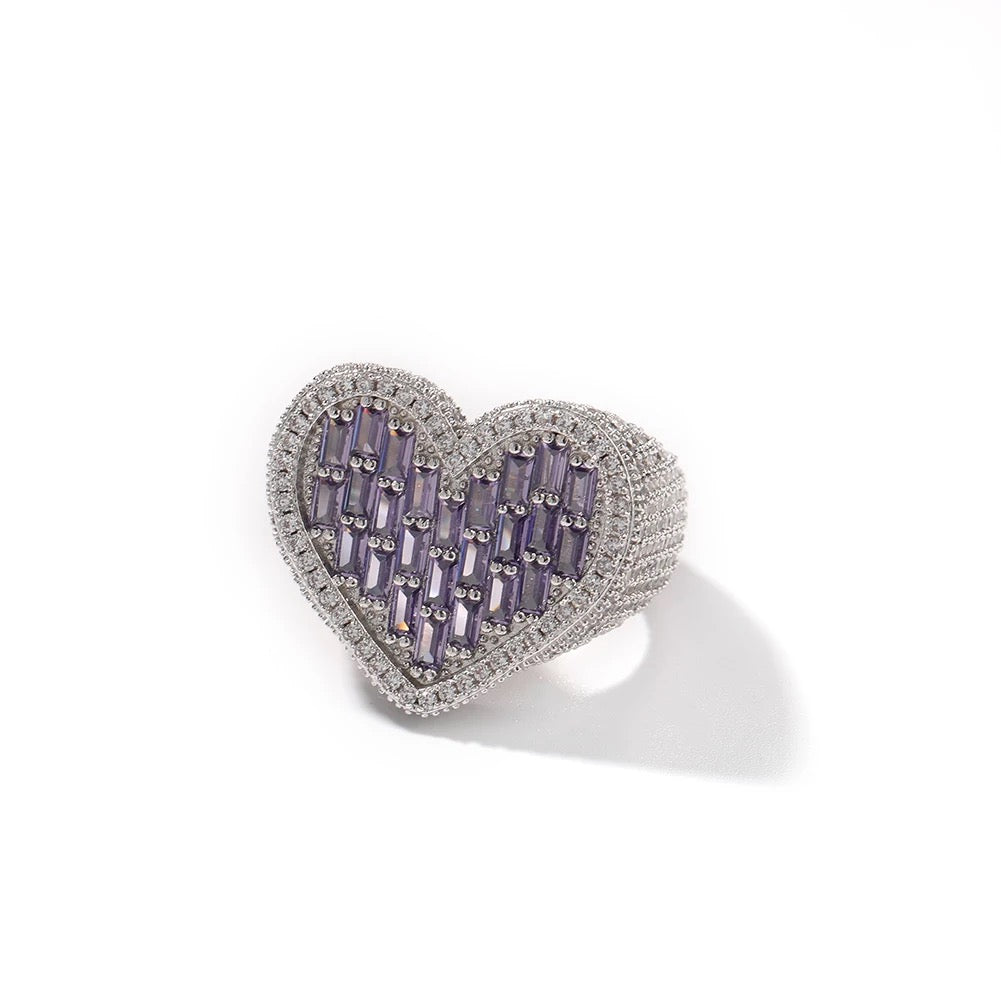 Baguette Bubble Heart Ring