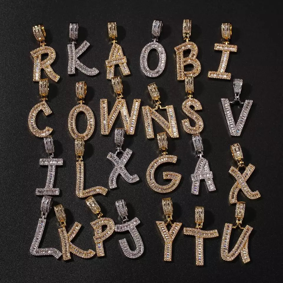 Baguette Letter Pendent