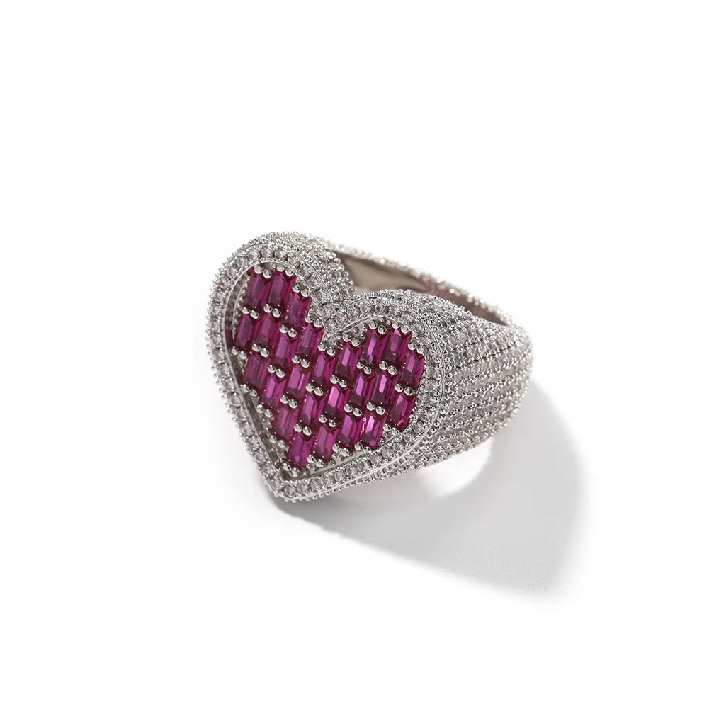 Baguette Bubble Heart Ring