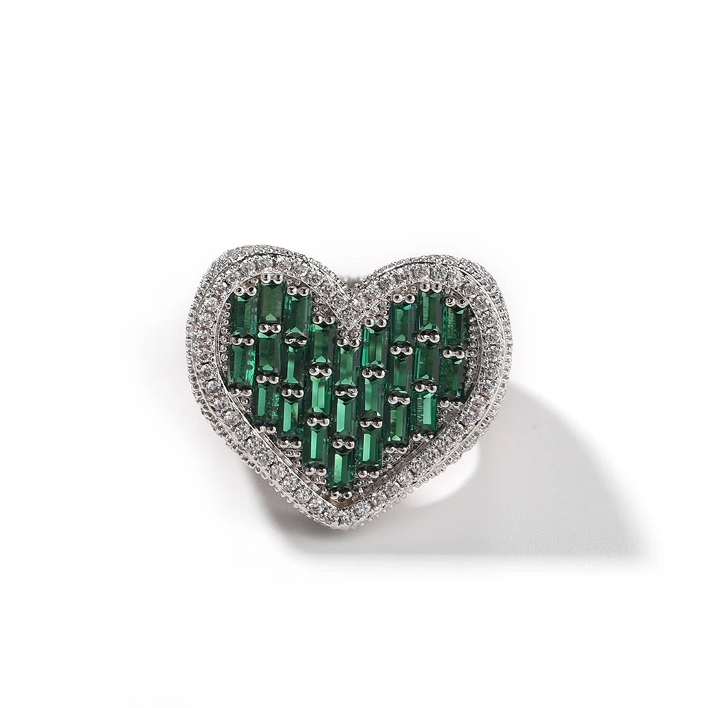 Baguette Bubble Heart Ring