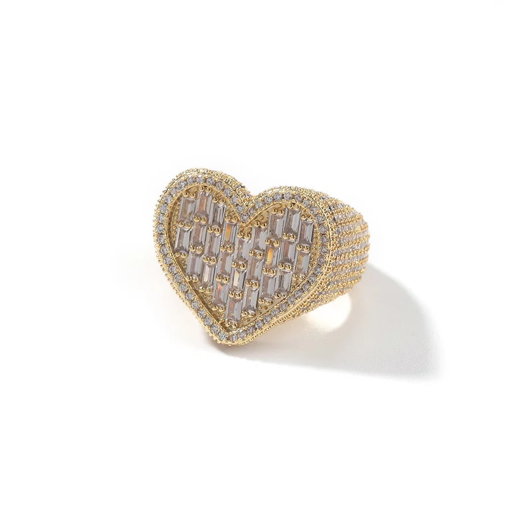 Baguette Bubble Heart Ring